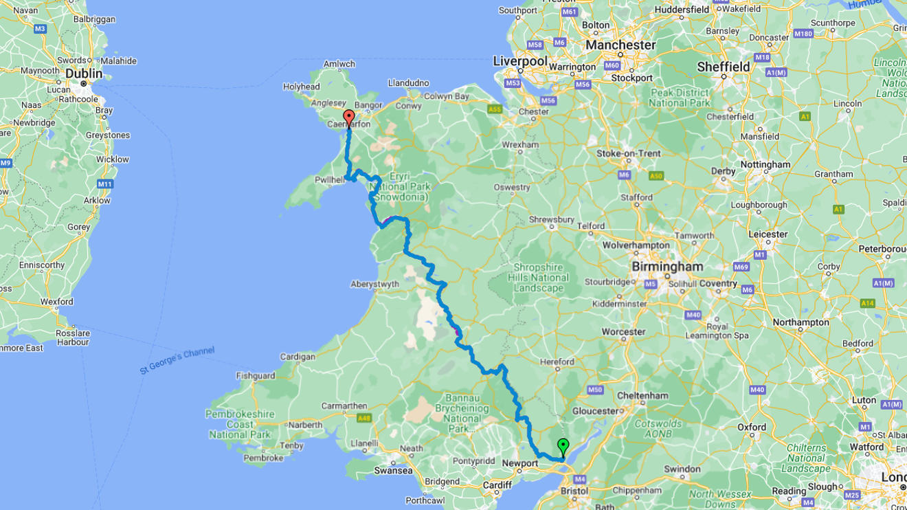 The Lon Las Cymru cycle route on Google Maps